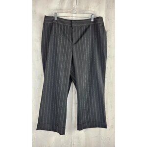 Briggs Womens Capri Stretch Pants Striped Black Cuffed Hem Wide Leg NWT 18